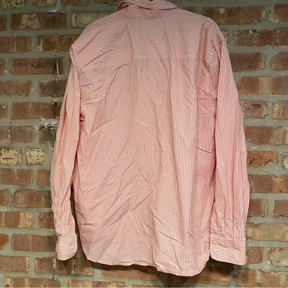 Eddie Bauer men’s button up shirt salmon and white striped with front pocket XL - Picture 4 of 4